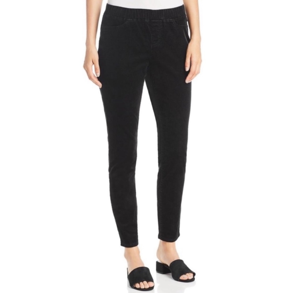 Eileen Fisher stretch corduroy pull on pant L black cord timeless old money fall
